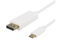 USB-C - DisplayPort kabelis DELTACO 4K UHD, paauksuotos jungtys, 1m, baltas / USBC-DP101-K / 00140013