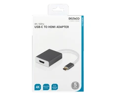 Deltaco USB-C - HDMI adapteris, 0,2 m, 4096x2160, 60 Hz, HDMI 2.0, HDCP 2.2 / USBC-HDMI9
