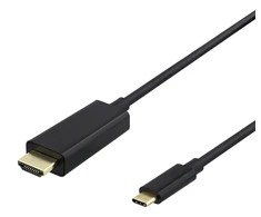 USB-C - HDMI laidas DELTACO 4K UHD, paauksuotas, 0,5m, juodas / USBC-HDMI1005-K / 00140018