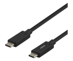 USB-C į USB-C laidas, 1m, 60W 3A, USB 3.1 Gen, E-Marker DELTACO juodas / USBC-1054M