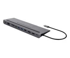 USB-C jungčių stotelė DELTACO USB-C maitinimo šaltinis, 85 W, 4K UHD @ 60Hz, DP, HDMI, VGA, RJ45, 3.5mm, 1 Gbit/s, pilka / USBC-DOCK2