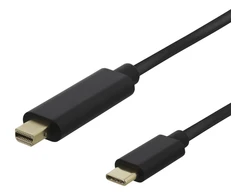 USB-C - miniDisplayPort kabelis DELTACO 4K UHD, paauksuotos jungtys, 2m, juodas / USBC-DP202-K / 00140017