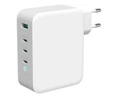USB-C sieninis įkroviklis DELTACO 1x USB-A, 3x USB-C, bendra galia 130 W, balta / USBC-GAN04