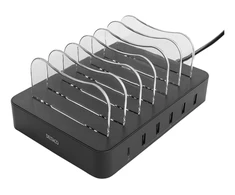 USB įkrovimo stotelė DELTACO skirta 6 įrenginiams, 5x USB-A, 1x USB-C PD, greitas krovimas, 50 W, juoda / DPS-0200