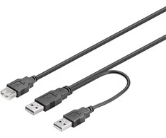 Goobay USB maitinimo kabelis DELTACO Y 2xType A ha, 1xType A female, 0.3m, juodas / USB2-16