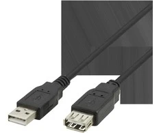 USB prailginimo kabelis DELTACO USB-A male - USB-A female, 3m, juodas / USB2-13S-K / R00140003
