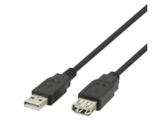 USB prailginimo kabelis DELTACO USB-A male - USB-A female, 1m, juodas / USB2-15S-K / R00140004