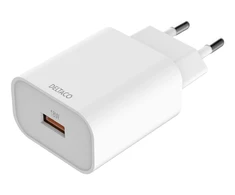 USB sieninis įkroviklis DELTACO 1x USB-A, greitas įkrovimas 18 W, baltas / USB-AC182