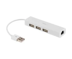 USB tinklo plokštė DELTACO USB 2.0 100Mb/s, su 3xUSB HUB / USB2-LAN3