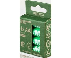 Įkraunamos AA baterijos DELTACO AA 2500mAh, pažymėtos "Nordic Swan" ekologiniu ženklu, 4 vnt. pakuotė / ULT-NH2500AA-4P