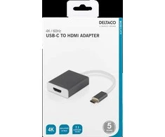 Deltaco USB-C - HDMI adapteris, 0,2 m, 4096x2160, 60 Hz, HDMI 2.0, HDCP 2.2 / USBC-HDMI9