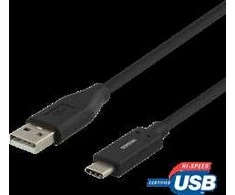 USB-C į USB-A kabelį, 1m, 3A, USB 2.0, juodas DELTACO / USBC-1004M