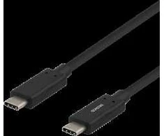 USB-C į USB-C laidas, 1m, 60W 3A, USB 3.1 Gen, E-Marker DELTACO juodas / USBC-1054M