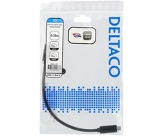 USB-C kabelis DELTACO 0.25m, USB 3.1 Gen 2, 10 Gbps, 60W, juodas / USBC-1120