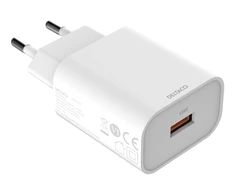 USB sieninis įkroviklis DELTACO 1x USB-A, greitas įkrovimas 18 W, baltas / USB-AC182