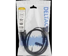 Y-Splitter maitinimo laidas nuo C14 iki C13 + C7, 0,5 DELTACO juodas / DEL-109YA