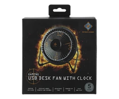 Ventiliatorius DELTACO GAMING USB su laikrodžiu, juodas / GAM-054