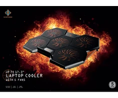 Aušinimo padas nešiojamam kompiuteriui Deltaco Gaming 5 ventiliatoriai, juodas / GAM-072