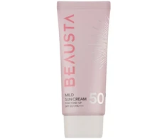 Apsauginis tonuojantis kremas nuo saulės BEAUSTA Mild Sun Cream Pink Tone-Up SPF50+, 50 ml