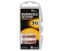 Duracell | A312/DA312/ZL312 | Zinc air cells | 6 pc(s)