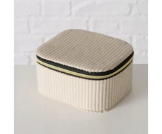 Boltze papuošalų dėžutė, aptraukta velvetu CAJA, 12 x 10 x 6 cm, spalvos: kreminė
