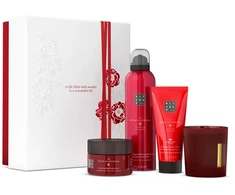 Dovanų rinkinys Rituals The Ritual of Ayurveda (125 g kūno šveitiklis + 100 ml kremas + 200 ml putojanti dušo želė + 140 g žvakė)