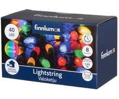 Finnlumor retro stiliaus LED Kalėdinė girlianda „Kankorėžiai“, 40 lempučių, spalvota