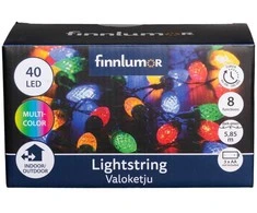 Finnlumor retro stiliaus LED Kalėdinė girlianda „Kankorėžiai“, 40 lempučių, spalvota