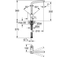 Virtuvės maišytuvas Grohe Flair 1/2″, chromas