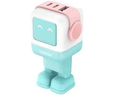Įkroviklis Ugreen Nexode RG (Robot GaN), 65 W, Rožinės/mėlynos spalvos