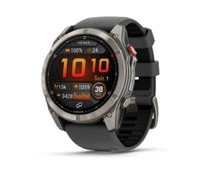 Išmanusis laikrodis Garmin fēnix® 8 Pro – 47 mm, AMOLED Sapphire, titanas su grafito spalvos / juodu silikoniniu dirželiu