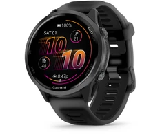 Išmanusis laikrodis Garmin Forerunner® 570 - 47mm, Pilkai melsvos spalvos aliuminis su permatomu juodu / juodu dirželiu