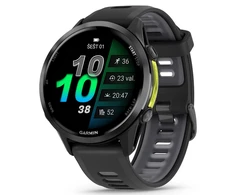 Išmanusis laikrodis Garmin Forerunner 970, Pilkos spalvos DLC titanas su juodu korpusu ir juodu / permatomu baltojo akmens dirželiu