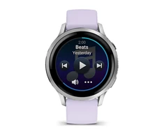 Išmanusis laikrodis Garmin Venu® 4 - 41 mm Sidabro spalvos su šviesiai violetinės spalvos silikoniniu dirželiu | 010-03013-01