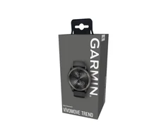 Išmanusis laikrodis Garmin vívomove® Trend, Skalūno spalvos nerūdijančiojo plieno apvadas, su juodu korpusu ir silikoniniu dirželiu