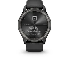 Išmanusis laikrodis Garmin vívomove® Trend, Skalūno spalvos nerūdijančiojo plieno apvadas, su juodu korpusu ir silikoniniu dirželiu