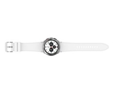 Išmanusis laikrodis Samsung Galaxy Watch4 Classic LTE (42 mm), Sidabrinės spalvos korpusas su baltos spalvos silikoniniu dirželiu
