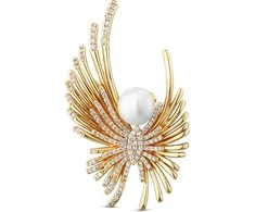 Jwl Luxury Pearls Paauksuota angelo formos segė su perlu ir kristalais JL0822