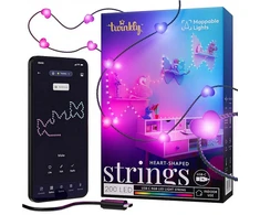 Kalėdinė girlianda Twinkly Heart - Shaped 200 RGB LED USB- C, žalios spalvos laidas
