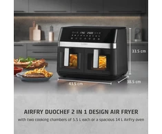 Karšto oro gruzdintuvė Caso Design DuoChef, 2200 W, 14 L, juodos spalvos