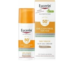 Eucerin Oil Control Dry Touch Gel Cream SPF 50+ Tinted Medium apsauginis kremas nuo saulės su atspalviu, 50 ml