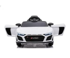 Lean Cars Vienvietis elektromobilis vaikams: Audi R8 Lift A300, baltos spalvos