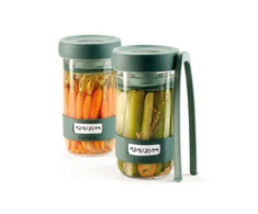 Lékué stiklainių rinkinys daržovių rauginimui Pickles Kit, žalios spalvos