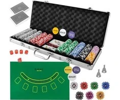 Pokerio žetonų rinkinys lagaminėlyje Malatec, 500 žetonų.