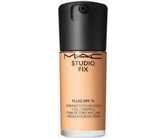 Matinis makiažo pagrindas MAC Studio Fix Fluid SPF 15 24HR Matte Foundation + Oil Control, spalva: NC18, 30 ml