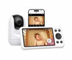 Mobili auklė „Momcozy BM04 Smart“, su 5″ monitoriumi ir „Wi-Fi“, balta