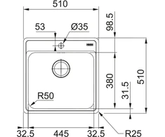 Nerūdijančio plieno plautuvė Franke Bell, BCX 610-51