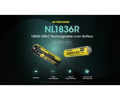 Nitecore NL1836R 18650 Li-Ion įkraunama baterija su USB-C, 3600 mAh, 6 A