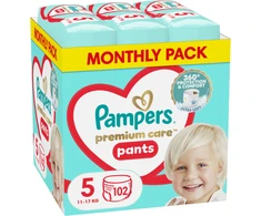 Pampers Premium Care sauskelnės-kelnaitės, 5 Dydis, 102 vnt., 12–17 kg