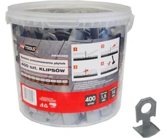Plytelių lyginimo sistemos spaustukai AWTOOLS STANDARD | 1,5 mm, 7–15 mm, 400 vnt. (Pažeista pakuotė)